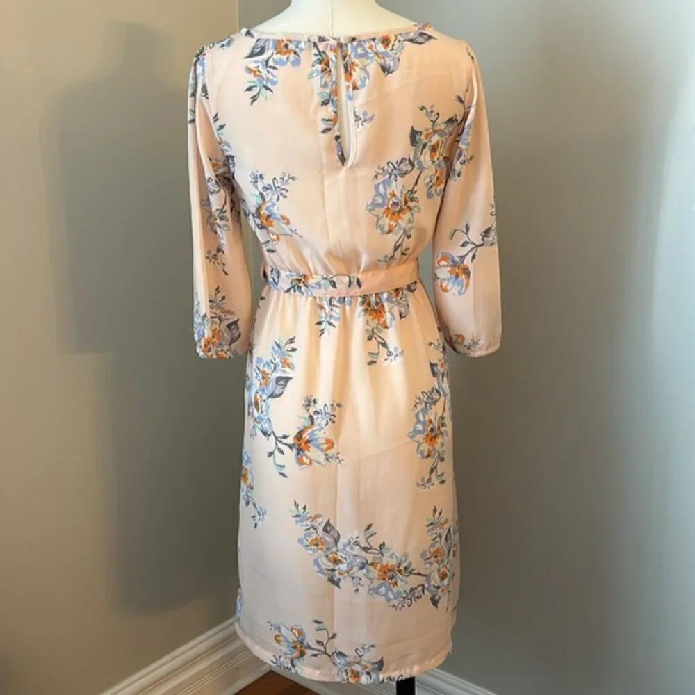 H&M Lightweight Chiffon Floral Dress Pink Sz. XS - Picture 5 of 10